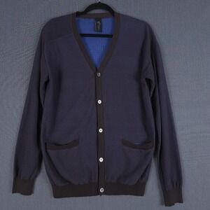Zero + Marie Cornejo Cardigan Sweater Mens Medium Brown Cotton‎ Button Front